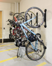 Bike storage at 118 on Munjoy Hill uses an ideal space-saving, yet convenient design. 